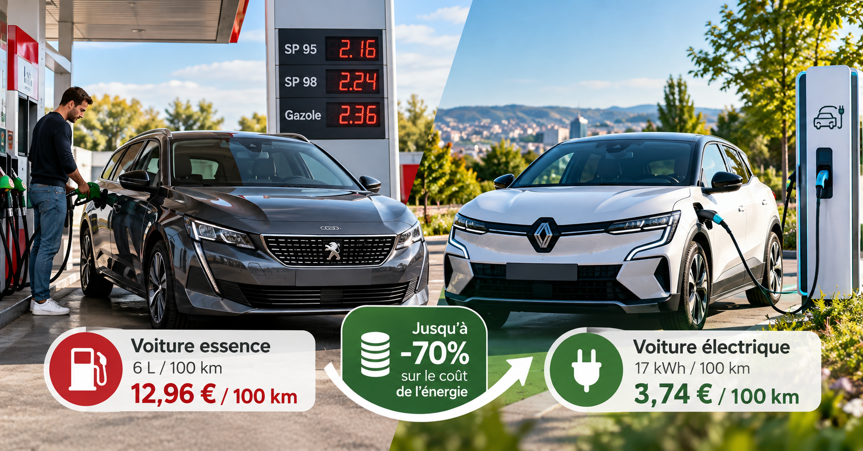 Prix carburant voiture électrique : économies en 2026